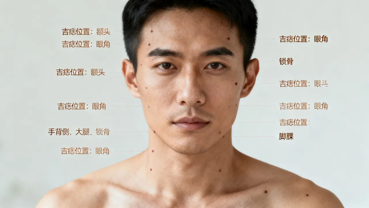 男人身上这10处吉痣位置图解,长在哪些地方命最好? 男人身上这10处吉痣位置图解,长在哪些地方命最好?