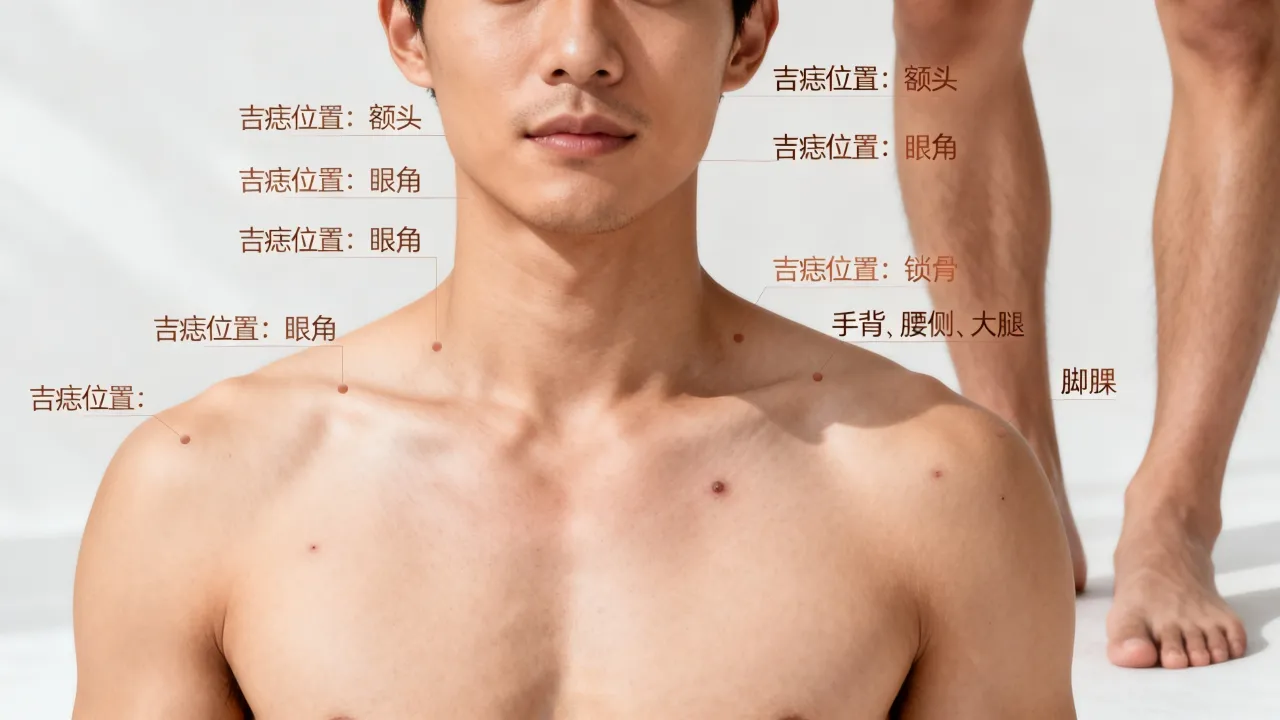 男人身上这10处吉痣位置图解,长在哪些地方命最好? 男人身上这10处吉痣位置图解,长在哪些地方命最好?