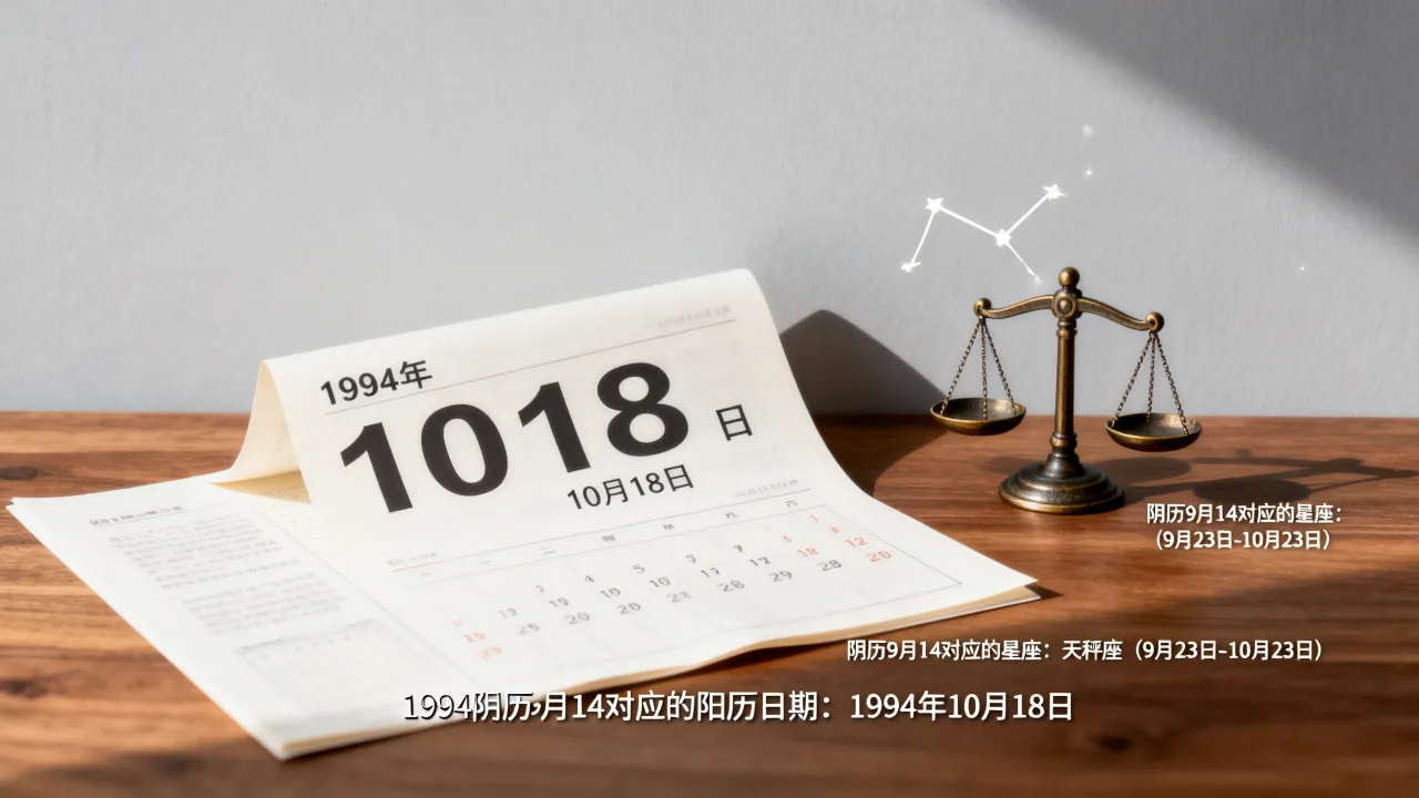 1994阴历9月14出生是阳历几号，阴历9月14是什么星座