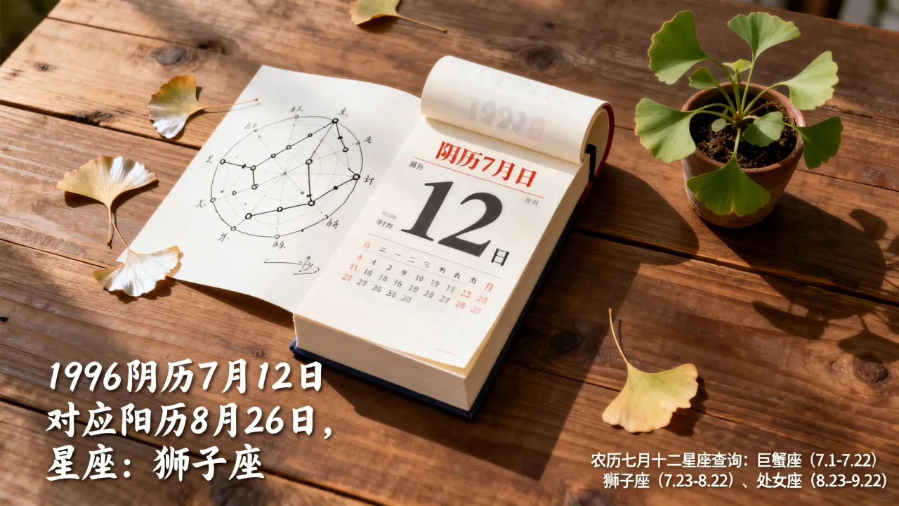 1996阴历7月12日是什么星座？农历七月十二星座查询