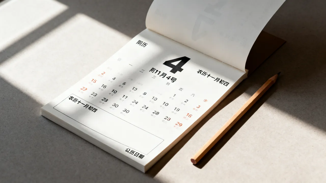 阴历11月4号是什么日子，农历十一月初四对应公历日期，阴历11月4号