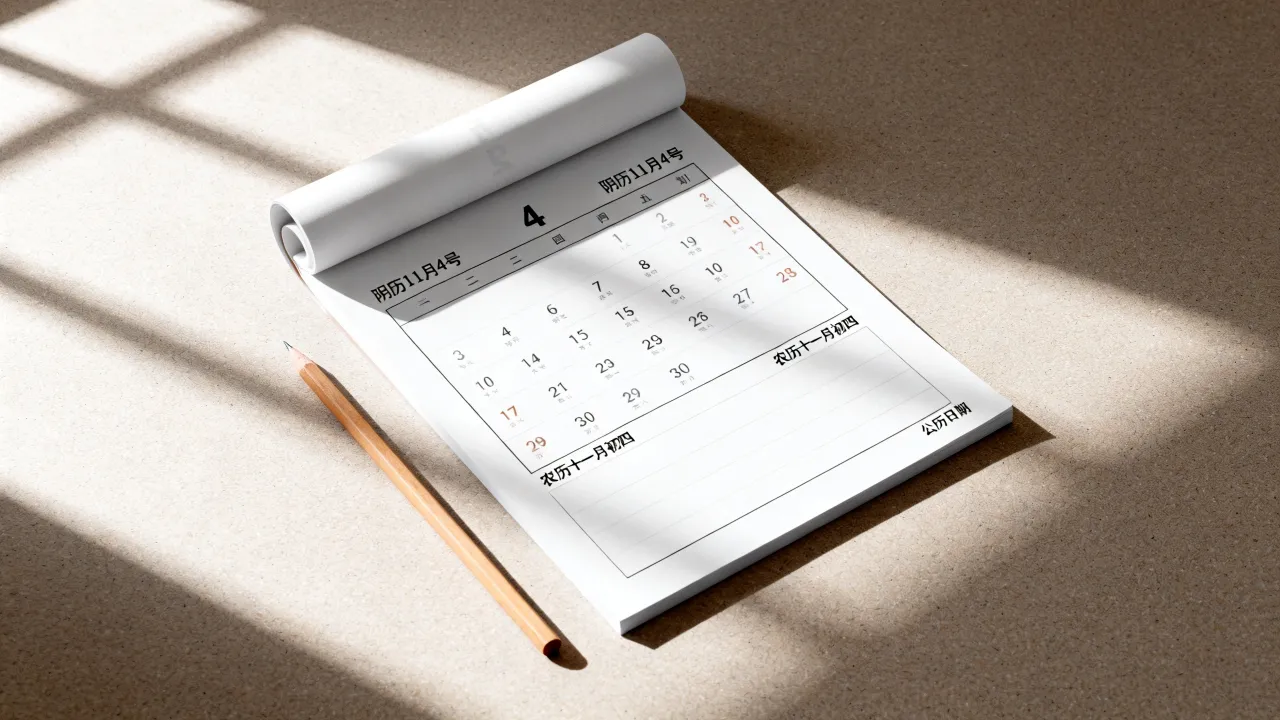 阴历11月4号是什么日子，农历十一月初四对应公历日期，阴历11月4号