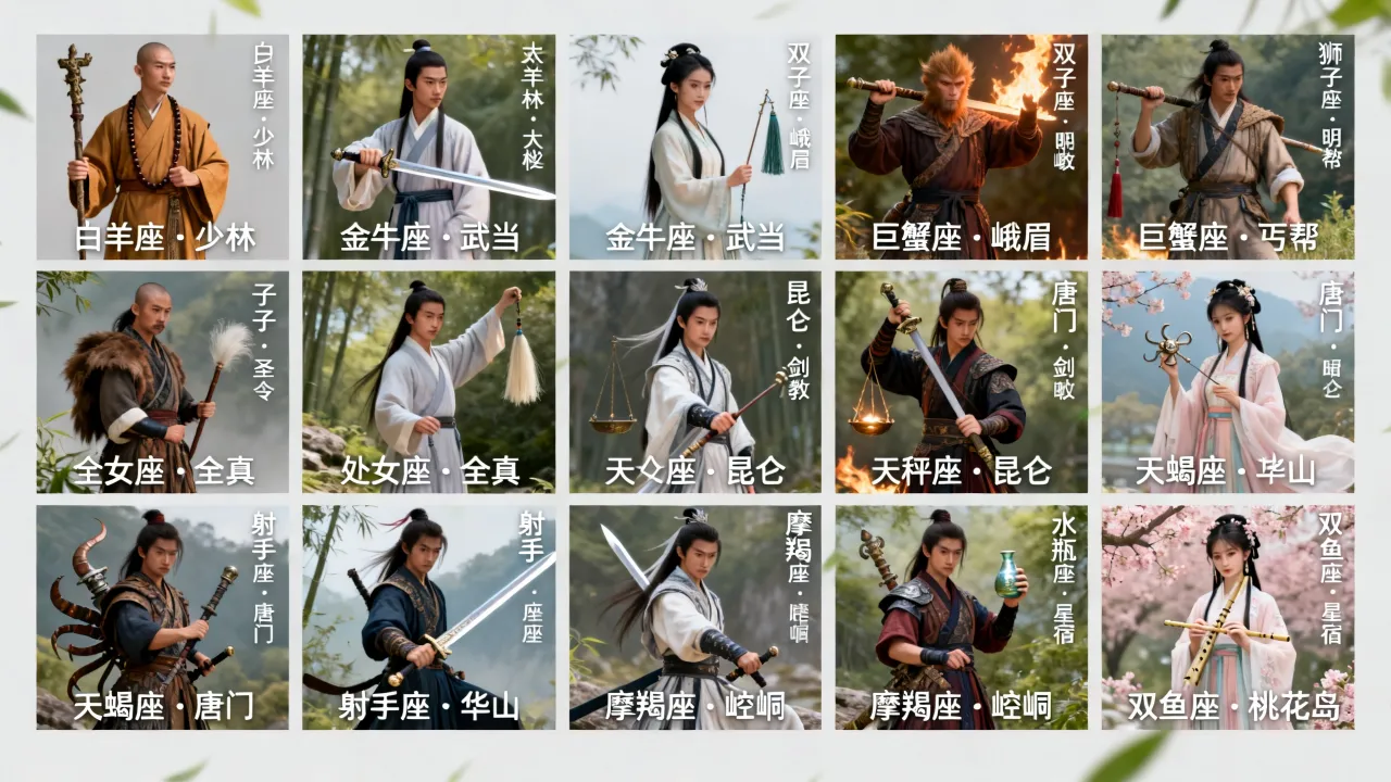 十二星座代表武林谁最强,各门派高手排名揭秘 十二星座代表武林谁最强,各门派高手排名揭秘