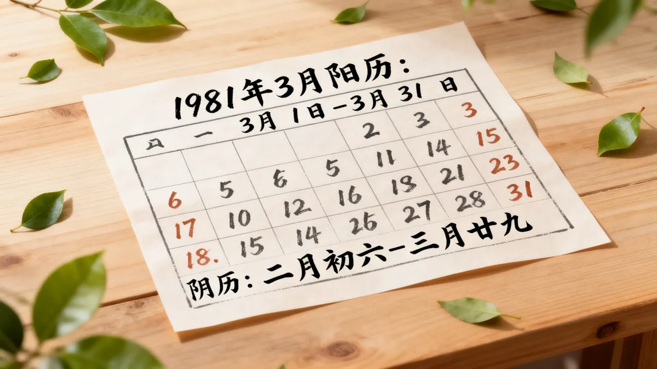 1981年3月阴历是几月,1981年农历三月阳历对照表查询 1981年3月阴历是几月,1981年农历三月阳历对照表查询