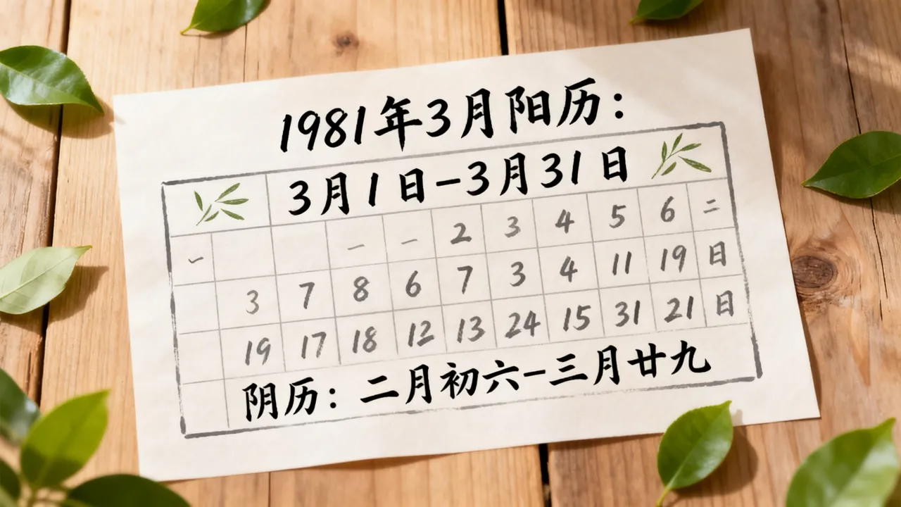 1981年3月阴历是几月,1981年农历三月阳历对照表查询 1981年3月阴历是几月,1981年农历三月阳历对照表查询