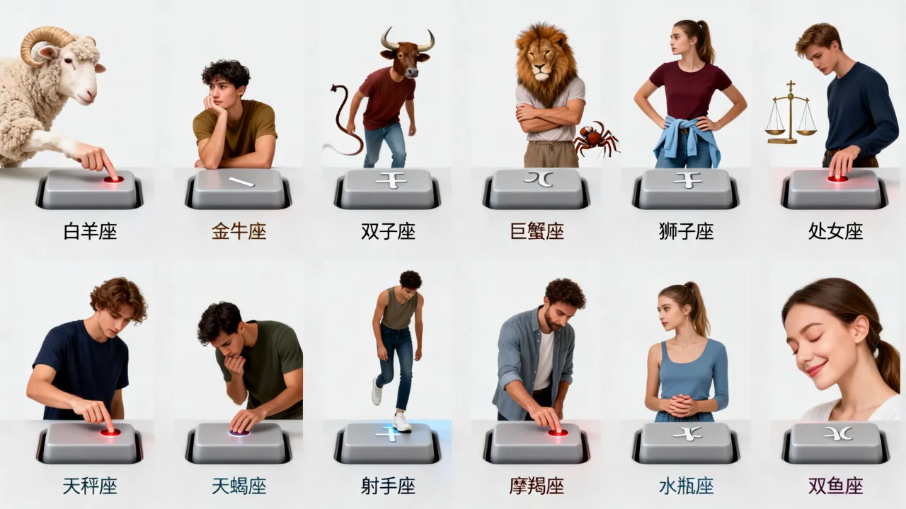 十二星座面对按钮会有什么反应,十二星座面对按钮谁最淡定? 十二星座面对按钮会有什么反应,十二星座面对按钮谁最淡定?