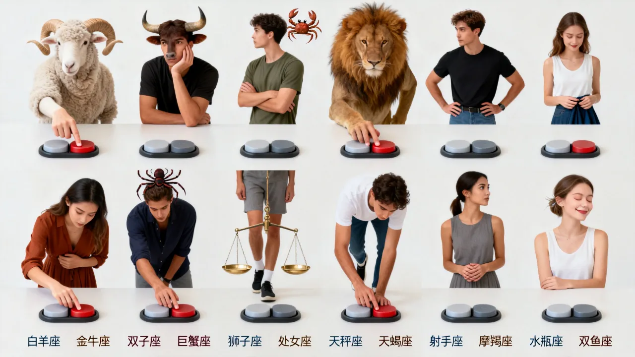十二星座面对按钮会有什么反应,十二星座面对按钮谁最淡定? 十二星座面对按钮会有什么反应,十二星座面对按钮谁最淡定?