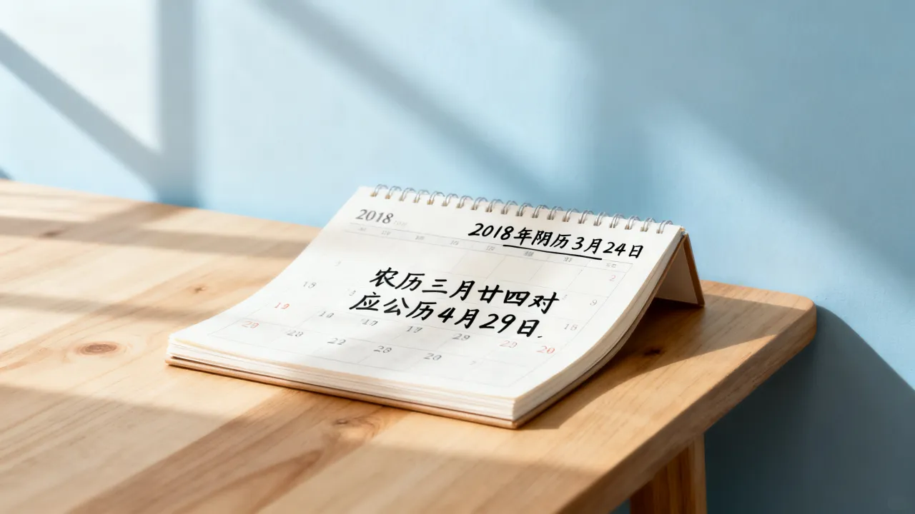 2018年阴历3月24日是几月几号，农历三月廿四对应公历哪天？
