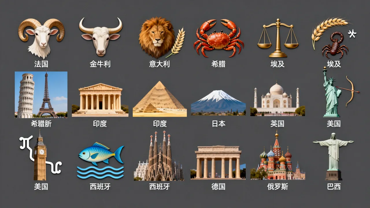 十二星座在国家代表什么，十二星座分别对应哪个国家？