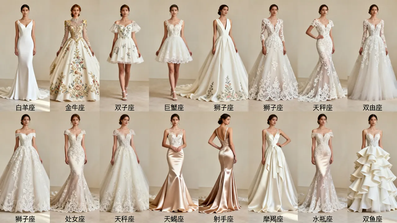 十二星座婚纱礼服图片有哪些款式？十二星座婚纱怎么选