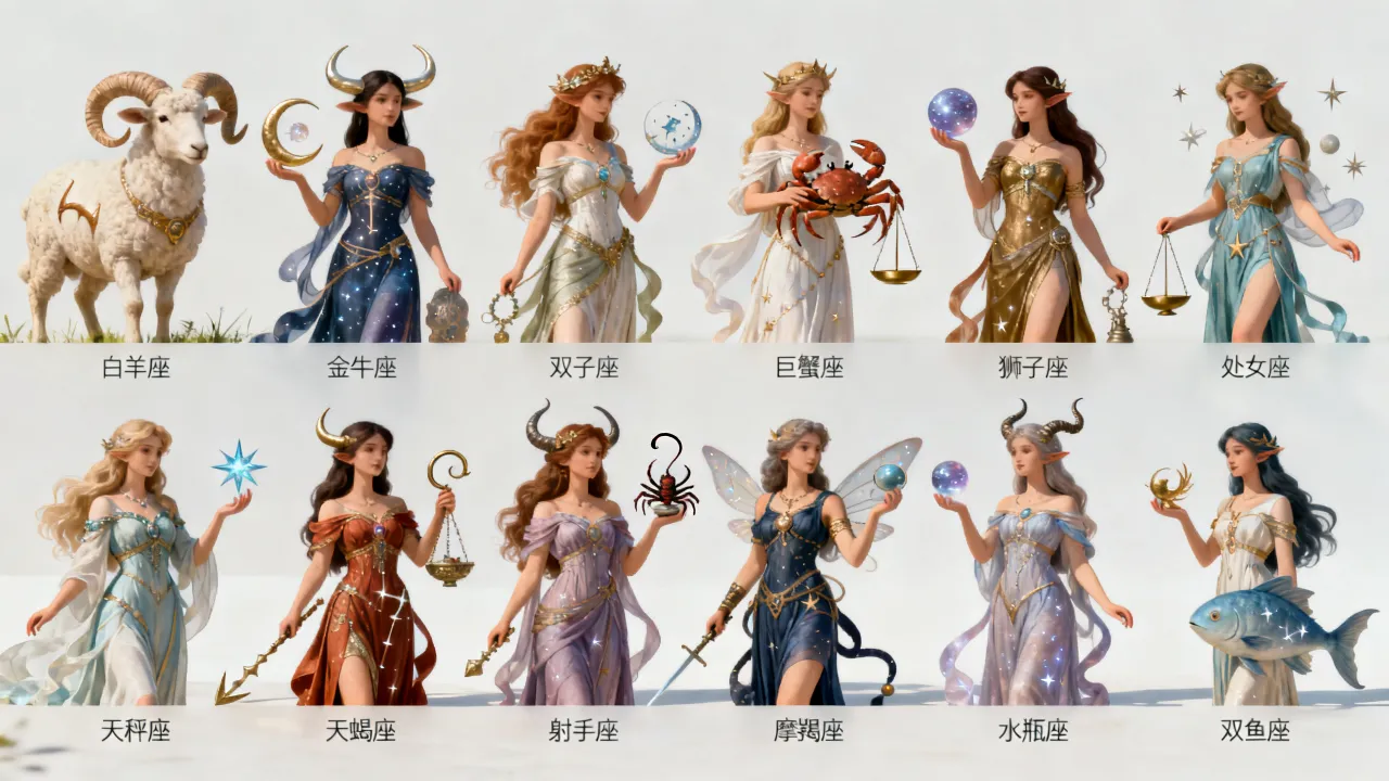 十二星座仙女画怎么画漂亮，十二星座仙女手绘图片大全