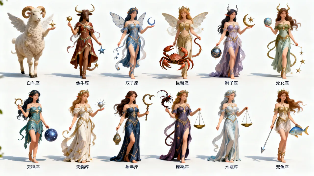 十二星座仙女画怎么画漂亮，十二星座仙女手绘图片大全