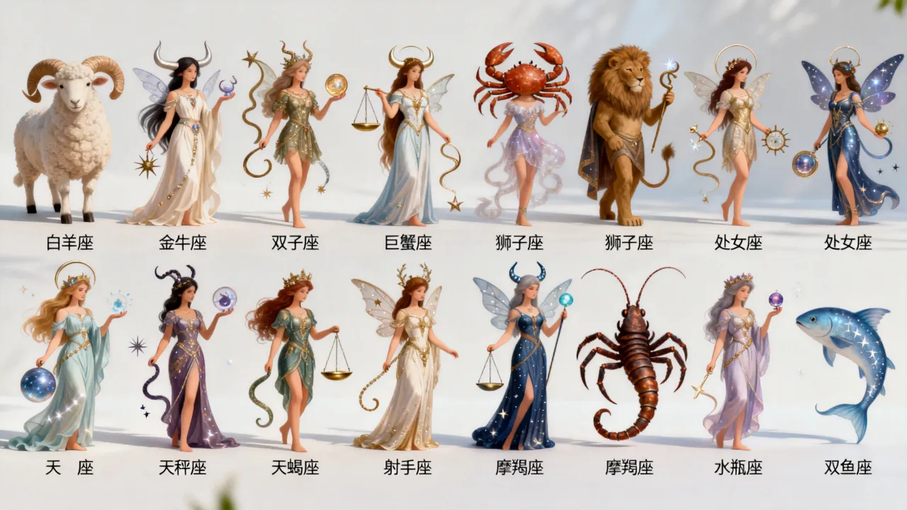 十二星座仙女画怎么画漂亮，十二星座仙女手绘图片大全