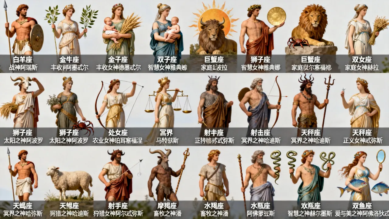 十二星座的神分别是谁?十二星座对应哪个神最厉害? 十二星座的神分别是谁?十二星座对应哪个神最厉害?