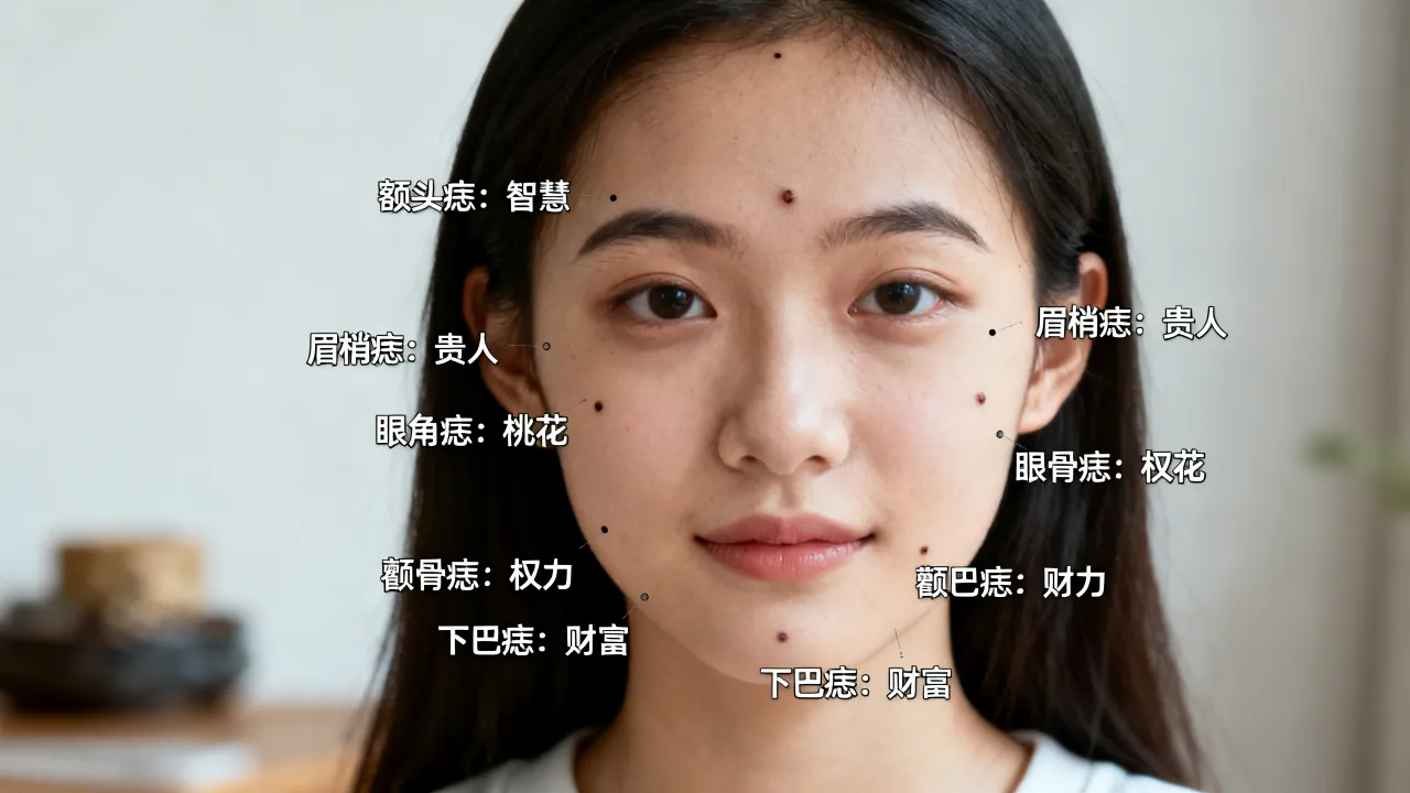 女生脸上的痣图解命运，脸上各部位长痣的寓意和吉凶是什么？
