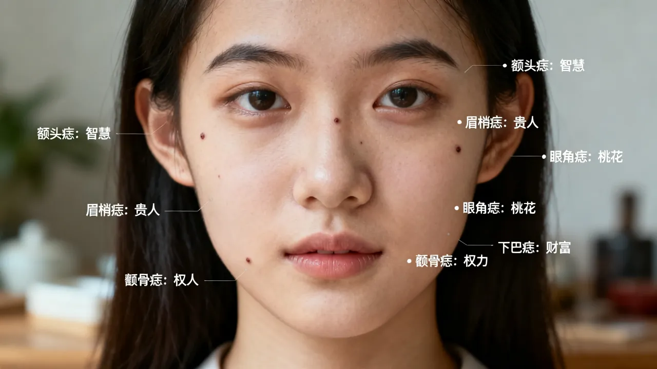 女生脸上的痣图解命运，脸上各部位长痣的寓意和吉凶是什么？