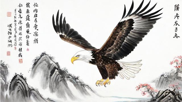飞鹰打蛇形自然风水图
